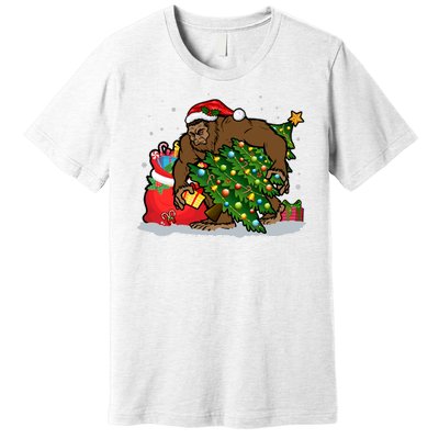 Funny Christmas Santa Sasquatch Bigfoot Premium T-Shirt