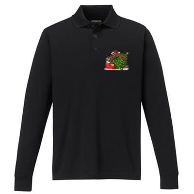 Funny Christmas Santa Sasquatch Bigfoot Performance Long Sleeve Polo