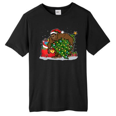 Funny Christmas Santa Sasquatch Bigfoot Tall Fusion ChromaSoft Performance T-Shirt