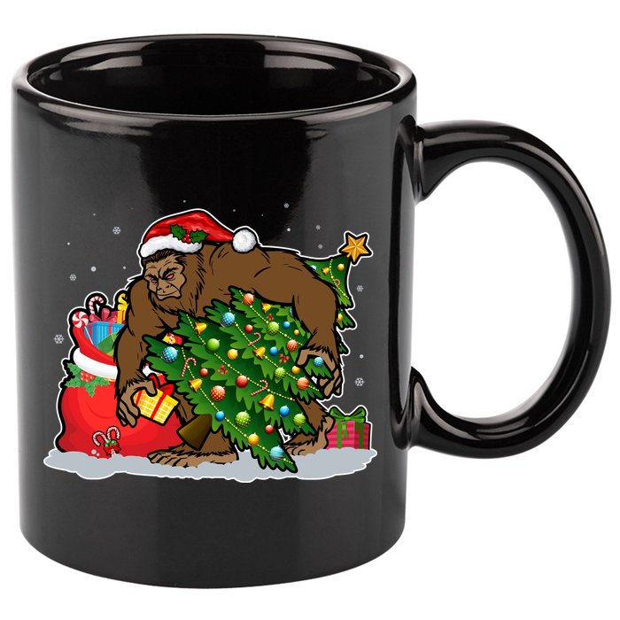 Funny Christmas Santa Sasquatch Bigfoot 11oz C Handle Ceramic Mug