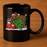 Funny Christmas Santa Sasquatch Bigfoot 11oz C Handle Ceramic Mug