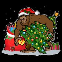 Funny Christmas Santa Sasquatch Bigfoot Flat Bill Trucker Hat