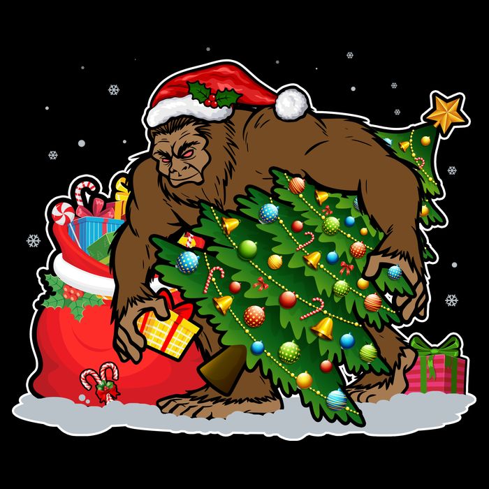 Funny Christmas Santa Sasquatch Bigfoot Flat Bill Trucker Hat