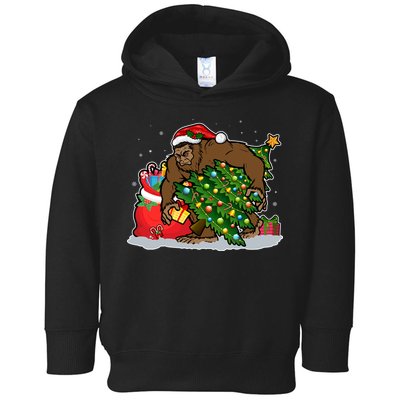 Funny Christmas Santa Sasquatch Bigfoot Toddler Hoodie