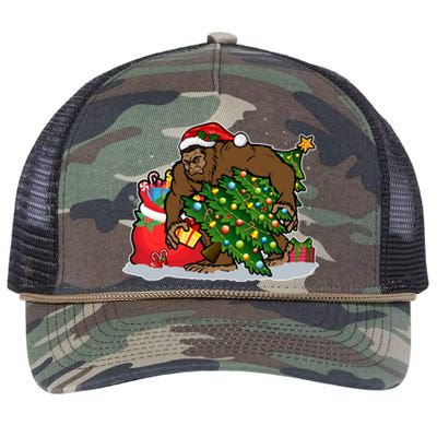 Funny Christmas Santa Sasquatch Bigfoot Retro Rope Trucker Hat Cap