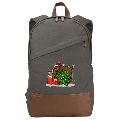 Funny Christmas Santa Sasquatch Bigfoot Cotton Canvas Backpack