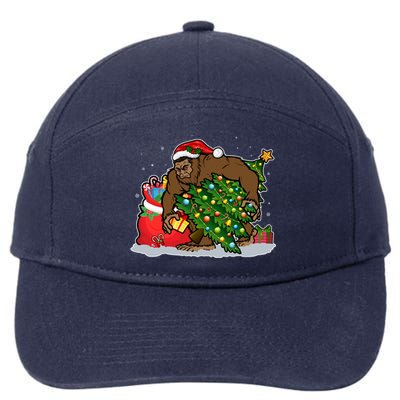 Funny Christmas Santa Sasquatch Bigfoot 7-Panel Snapback Hat