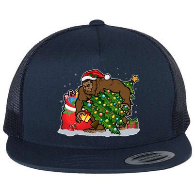 Funny Christmas Santa Sasquatch Bigfoot Flat Bill Trucker Hat