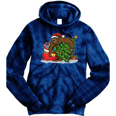 Funny Christmas Santa Sasquatch Bigfoot Tie Dye Hoodie