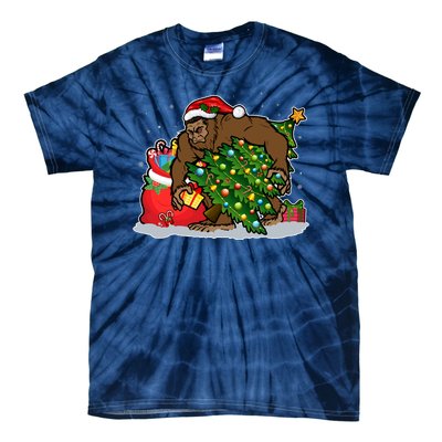 Funny Christmas Santa Sasquatch Bigfoot Tie-Dye T-Shirt