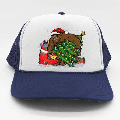 Funny Christmas Santa Sasquatch Bigfoot Trucker Hat