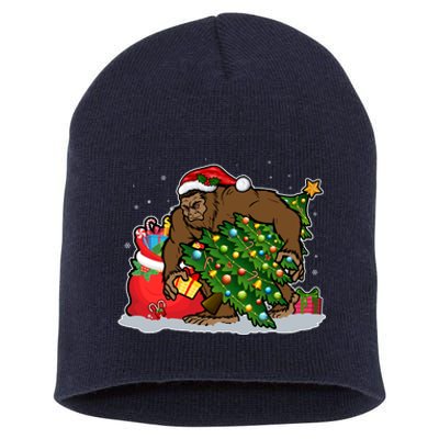 Funny Christmas Santa Sasquatch Bigfoot Short Acrylic Beanie