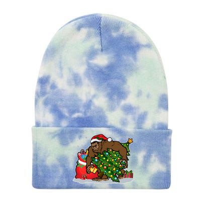 Funny Christmas Santa Sasquatch Bigfoot Tie Dye 12in Knit Beanie