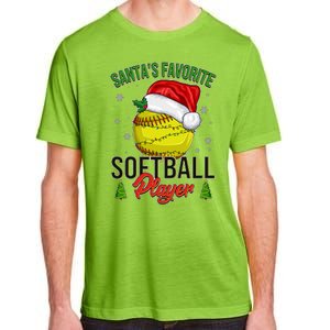 Funny Christmas Santa's Favorite Softball Player Adult ChromaSoft Performance T-Shirt