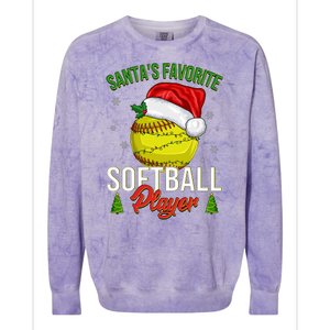 Funny Christmas Santa's Favorite Softball Player Colorblast Crewneck Sweatshirt