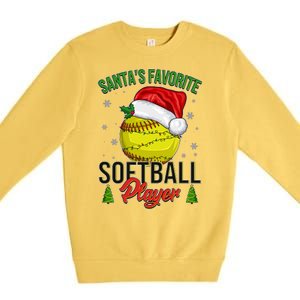 Funny Christmas Santa's Favorite Softball Player Premium Crewneck Sweatshirt