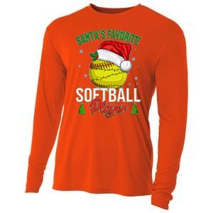 Funny Christmas Santa's Favorite Softball Player Cooling Performance Long Sleeve Crew