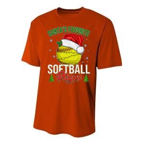 Funny Christmas Santa's Favorite Softball Player Performance Sprint T-Shirt