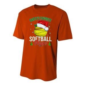 Funny Christmas Santa's Favorite Softball Player Youth Performance Sprint T-Shirt