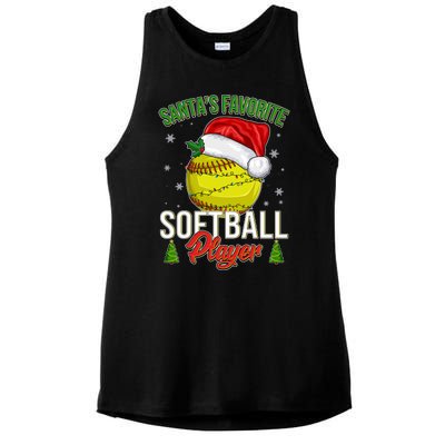 Funny Christmas Santa's Favorite Softball Player Ladies PosiCharge Tri-Blend Wicking Tank