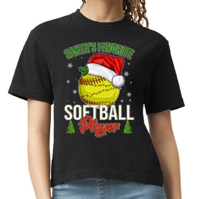 Funny Christmas Santa's Favorite Softball Player Comfort Colors Boxy T-Shirt
