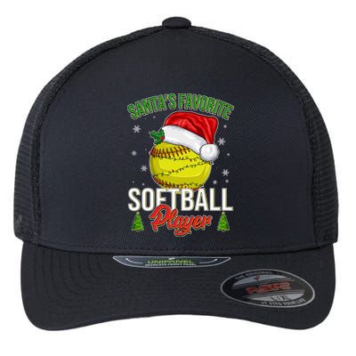 Funny Christmas Santa's Favorite Softball Player Flexfit Unipanel Trucker Cap