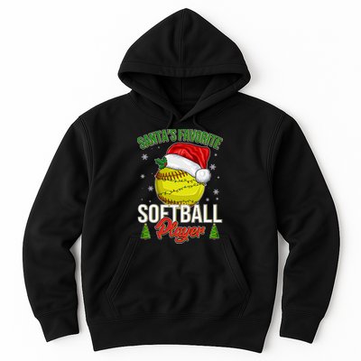 Funny Christmas Santa's Favorite Softball Player Hoodie