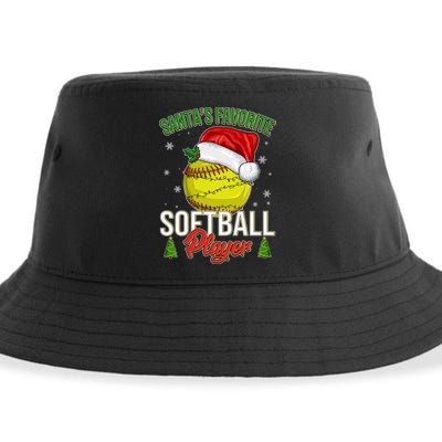 Funny Christmas Santa's Favorite Softball Player Sustainable Bucket Hat