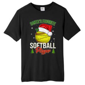 Funny Christmas Santa's Favorite Softball Player Tall Fusion ChromaSoft Performance T-Shirt