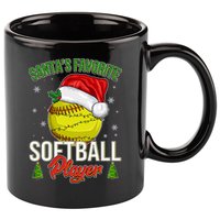Funny Christmas Santa's Favorite Softball Player 11oz C Handle Ceramic Mug
