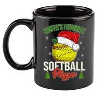 Funny Christmas Santa's Favorite Softball Player 11oz C Handle Ceramic Mug