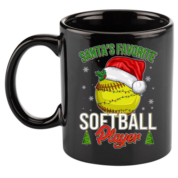 Funny Christmas Santa's Favorite Softball Player 11oz C Handle Ceramic Mug
