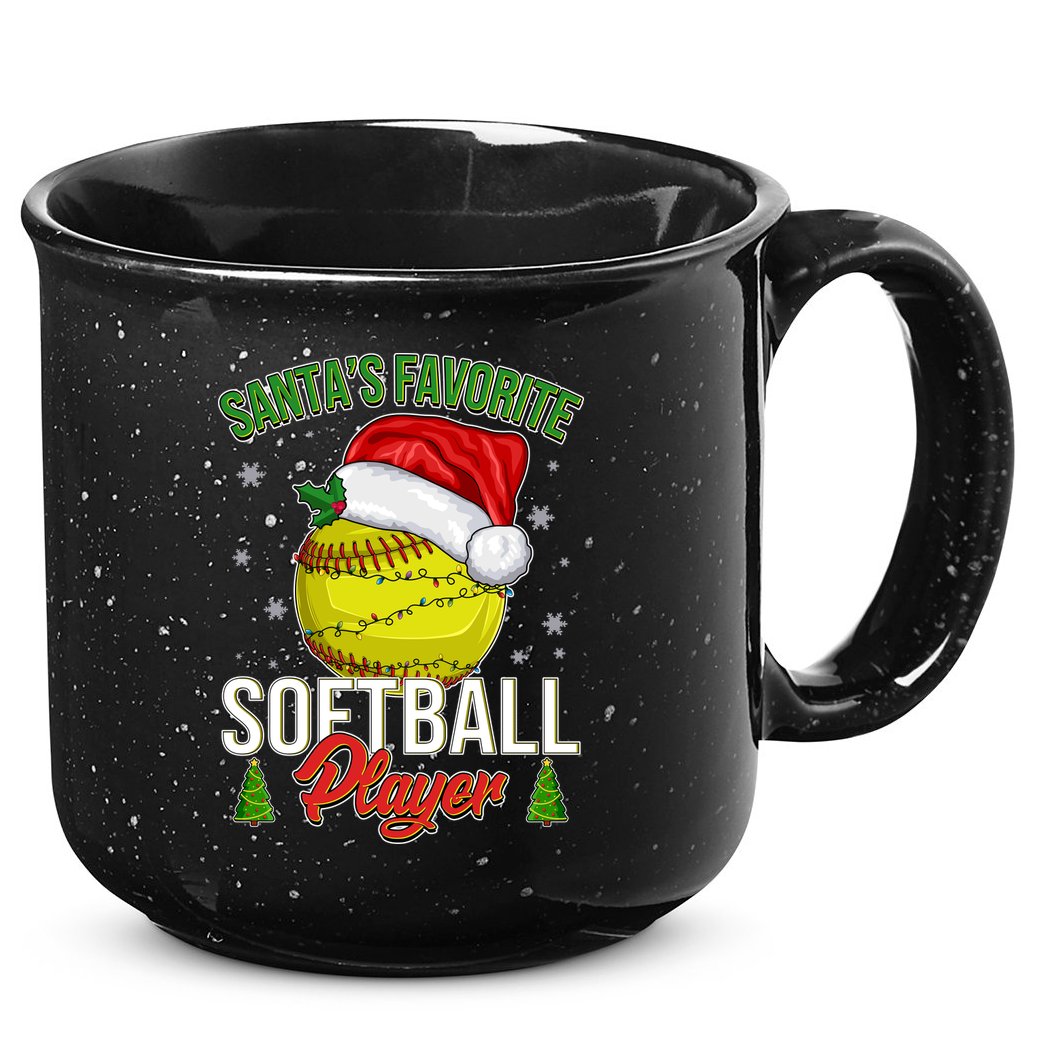 Funny Christmas Santa's Favorite Softball Player 15oz Campfire Ceramic Mug