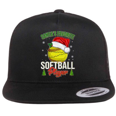 Funny Christmas Santa's Favorite Softball Player Flatbill Hat