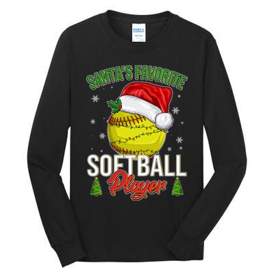 Funny Christmas Santa's Favorite Softball Player Tall Long Sleeve T-Shirt