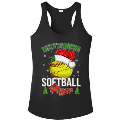 Funny Christmas Santa's Favorite Softball Player Ladies PosiCharge Competitor Racerback Tank