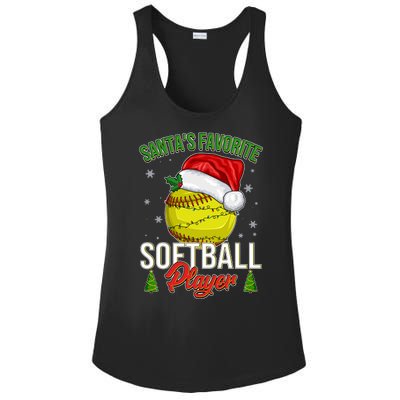 Funny Christmas Santa's Favorite Softball Player Ladies PosiCharge Competitor Racerback Tank