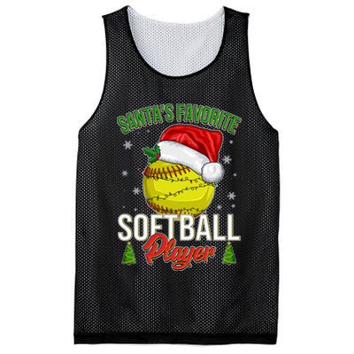 Funny Christmas Santa's Favorite Softball Player Mesh Reversible Basketball Jersey Tank