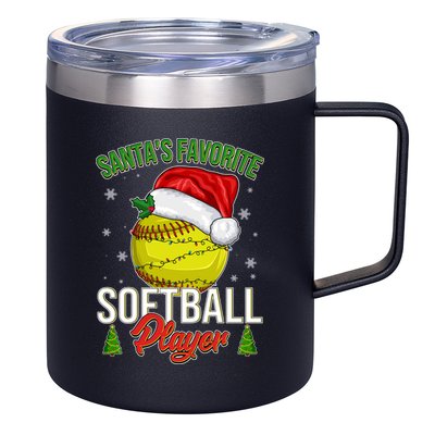 Funny Christmas Santa's Favorite Softball Player 12oz Stainless Steel Coffee Mug