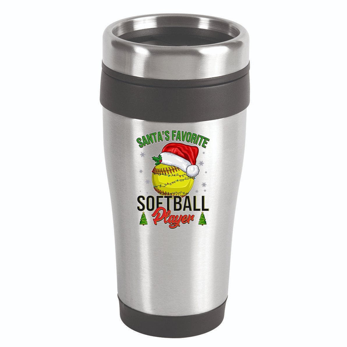 Funny Christmas Santa's Favorite Softball Player 16oz Travel Tumbler