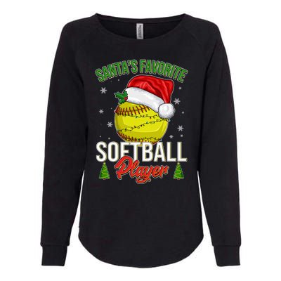 Funny Christmas Santa's Favorite Softball Player Womens California Wash Sweatshirt