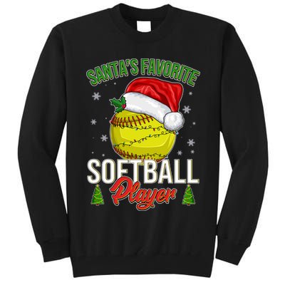 Funny Christmas Santa's Favorite Softball Player Tall Sweatshirt