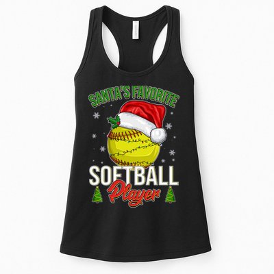 Funny Christmas Santa's Favorite Softball Player Womens Tank Top