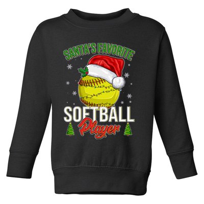 Funny Christmas Santa's Favorite Softball Player Toddler Sweatshirt