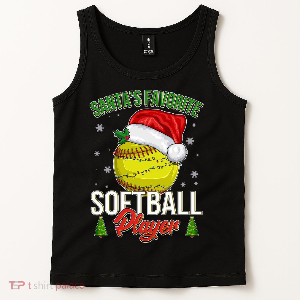 Funny Christmas Santa's Favorite Softball Player Tank Top
