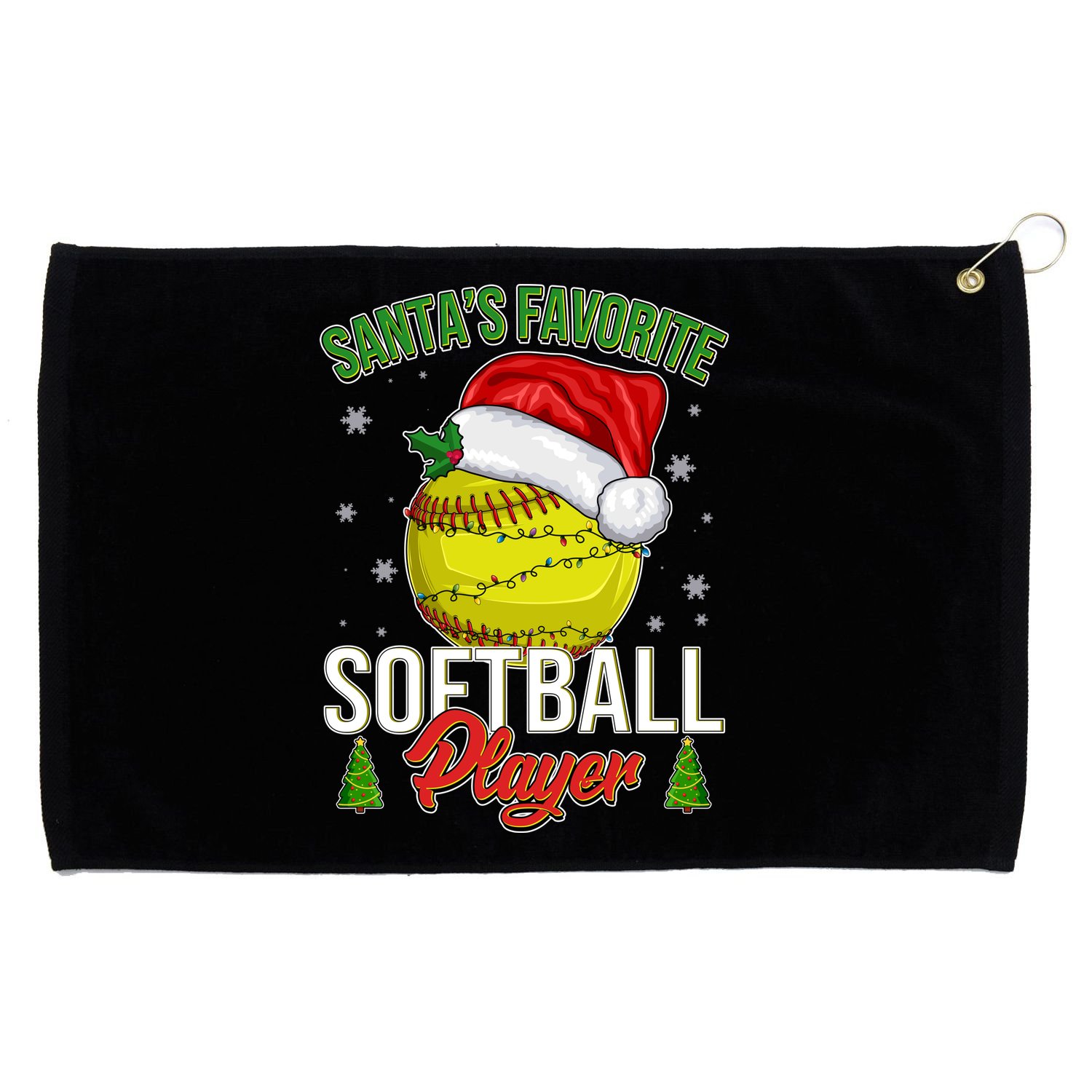 Funny Christmas Santa's Favorite Softball Player Grommeted Golf Towel
