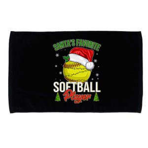 Funny Christmas Santa's Favorite Softball Player Microfiber Hand Towel