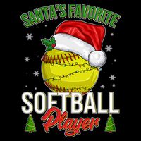 Funny Christmas Santa's Favorite Softball Player Women's V-Neck T-Shirt