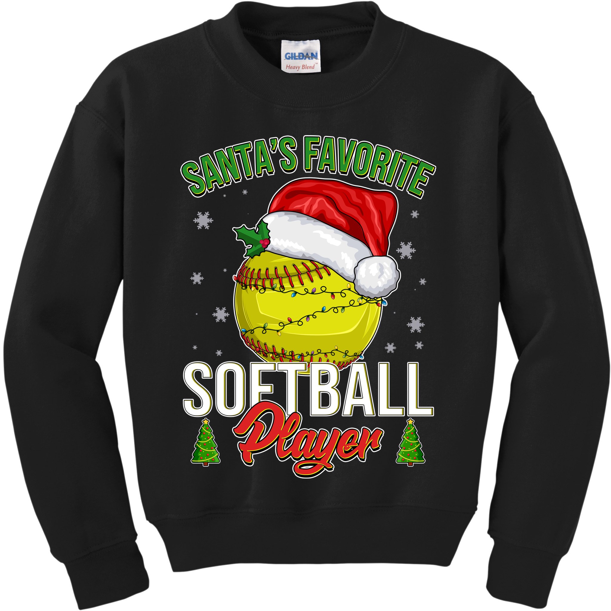 Funny Christmas Santa's Favorite Softball Player Kids Sweatshirt