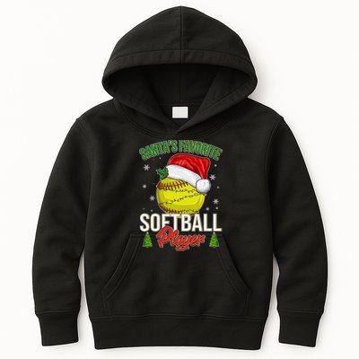 Funny Christmas Santa's Favorite Softball Player Kids Hoodie